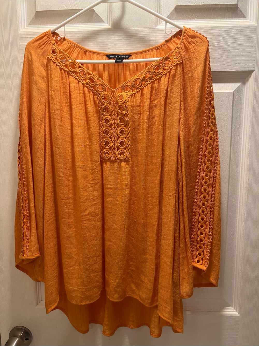 Zac & Rachel Orange Crochet-Trim Boho Tunic
